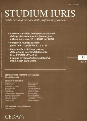 Aanbieding Studium iuris. Rivista per la formazione nelle professioni giuridiche (2012). Vol. 9